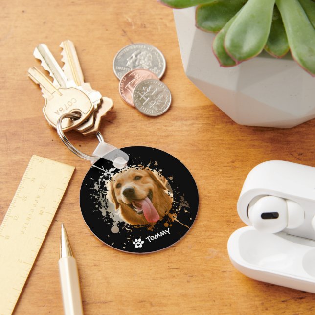 Chaveiro de Círculo de Metal com Foto e Nome de Pe (Mesa)