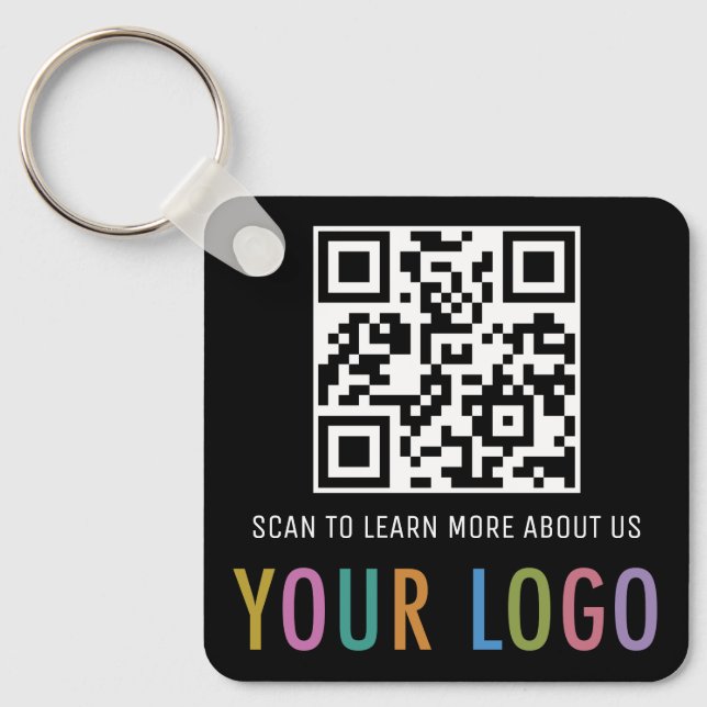 Chaveiro de Código QR Preto Logotipo Personalizado (Frente)