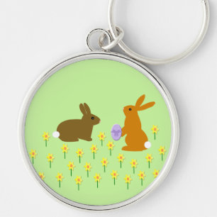 Chaveiro de coelhos de Páscoa e Daffodils