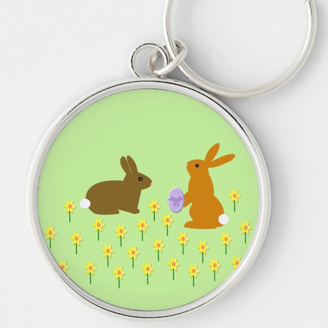 Chaveiro de coelhos de Páscoa e Daffodils (Frente)