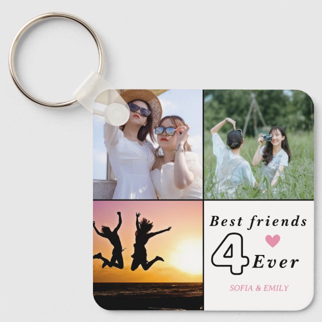 Chaveiro de Colagem de Fotos BFF Personalizada - c (Frente)