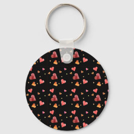 Chaveiro de Corações de Aquarela Colorida