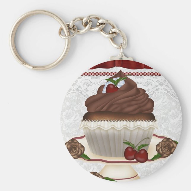 Chaveiro de Cupcake de cereja de chocolate (Frente)