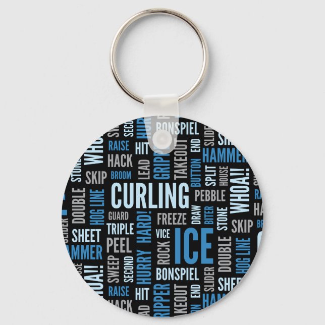 Chaveiro de Curling Lingo - Azul e Preto (Frente)