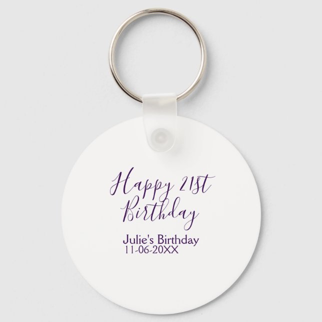 Chaveiro de data de aniversário de 21 anos feliz r (Frente)