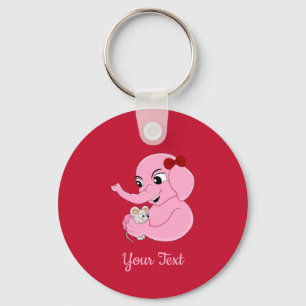 Chaveiro de desenho animado de menina elefante fof