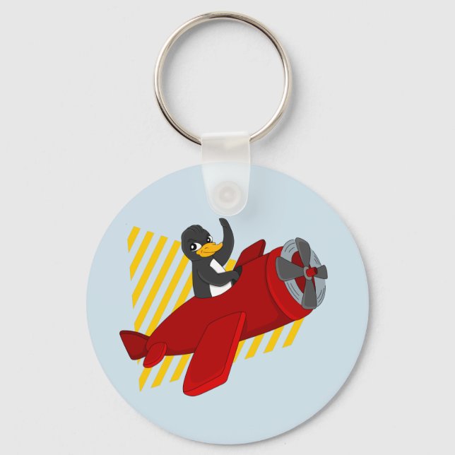 Chaveiro de desenho animado de pinguim voador (Frente)