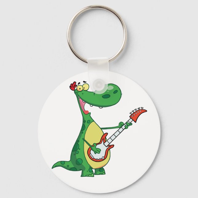 Chaveiro de Dinossauro Tocando Guitarra (Frente)