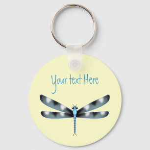 Chaveiro de Dragonfly Azul e Preta Personalizável