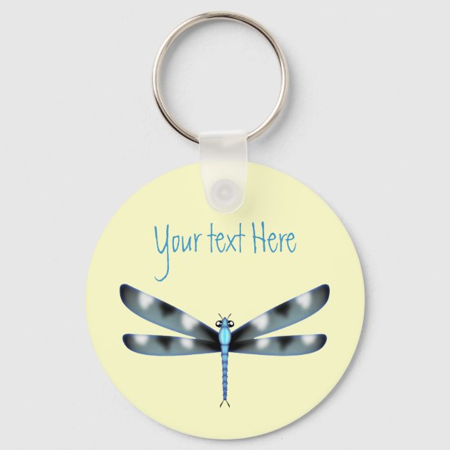 Chaveiro de Dragonfly Azul e Preta Personalizável (Frente)