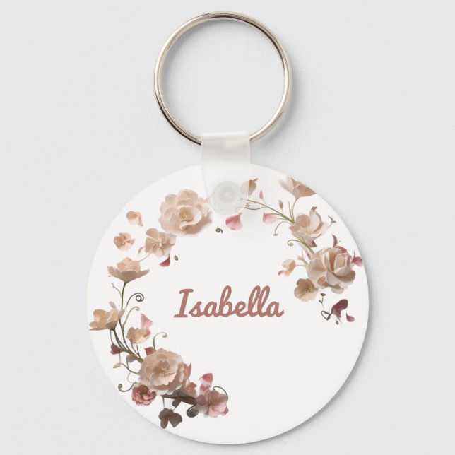 Chaveiro de Elegância Floral Personalizada (Frente)