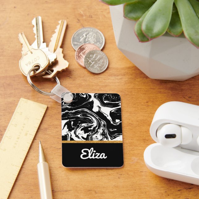 Chaveiro de Estilo de Marte Preto e Branco (Mesa)