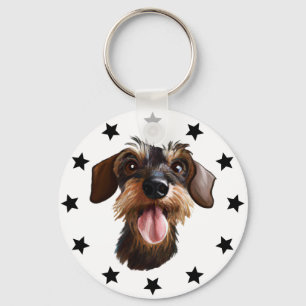 Chaveiro de estrelas de Dachshund com cabelos Wire