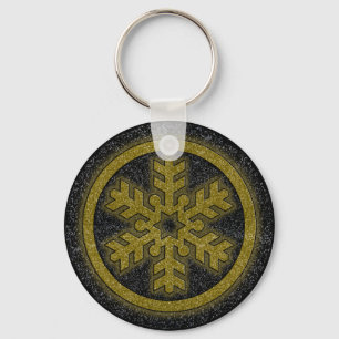 Chaveiro de fenda de neve com brilho de ouro preto