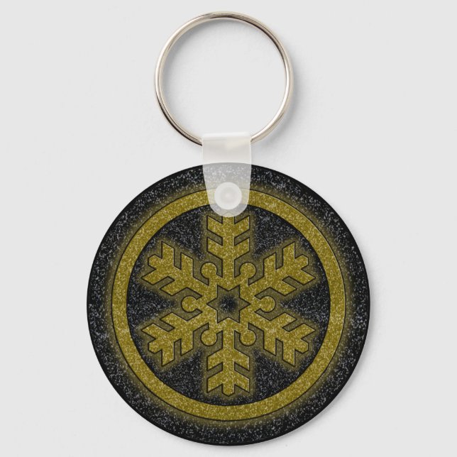 Chaveiro de fenda de neve com brilho de ouro preto (Frente)