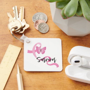 Chaveiro de Fita Rosa do Câncer da Mama