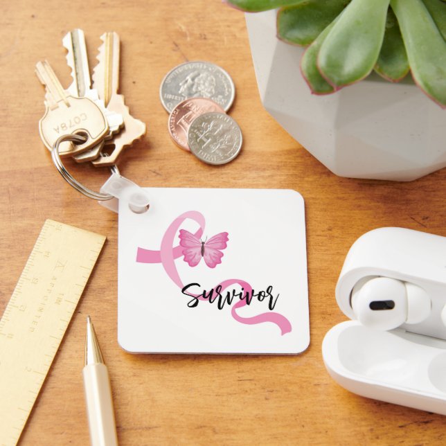 Chaveiro de Fita Rosa do Câncer da Mama (Mesa)