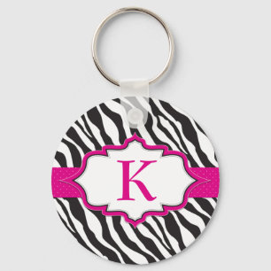 Chaveiro de Fita Rosa Zebra Monograma