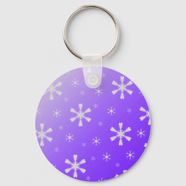 Chaveiro de flocos de neve roxos (Frente)