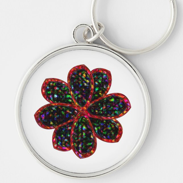 Chaveiro de Flor com Leve Preta e Vermelha (Frente)
