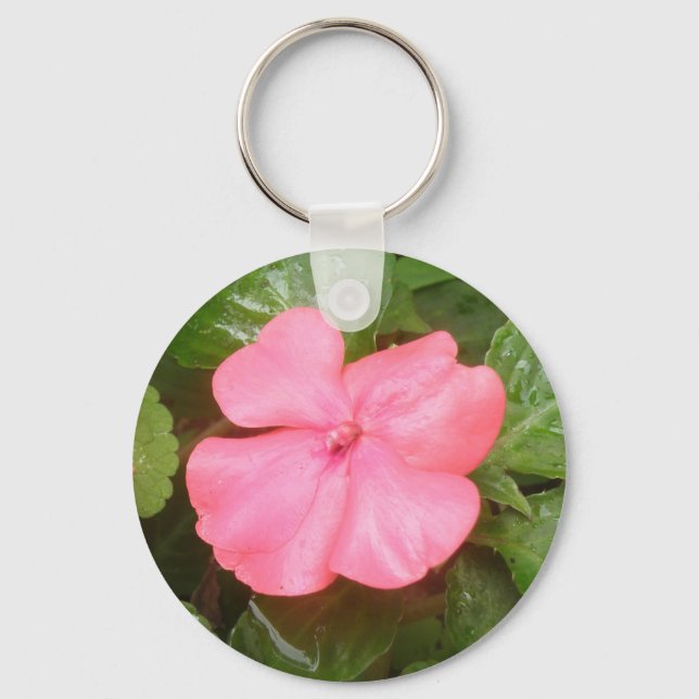 Chaveiro de Flor de Impatite Rosa (Frente)