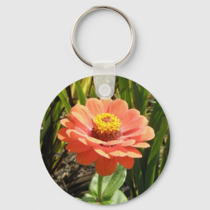 Chaveiro de Flor Zinnia Laranja