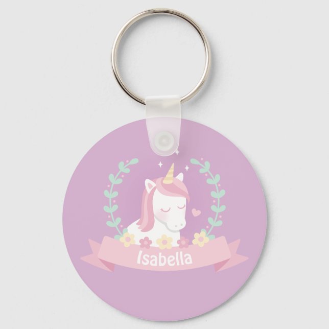 Chaveiro de flores brancas mágicas brancas de Unic (Frente)