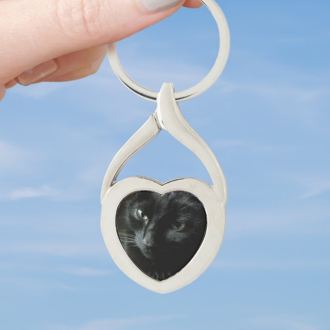 Chaveiro de Formatação de Coração Bonito de Cat Pe (Just add your best friend's photo to this heart shaped keychain and let them be with you always)