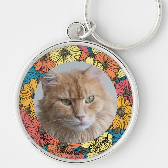 Chaveiro de Foto Simples de Pet Floral (Frente)