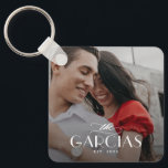 Chaveiro de Fotografia Personalizada do Nome da Fa<br><div class="desc">Mantenha suas chaves seguras e espetaculares com um chaveiro personalizado. Concebido por Berry Berry Sweet,  moderno Stationery e presentes personalizados. Visite nosso site em www.berryberrysweet.com para ver nossas linhas de produtos de cheio.</div>