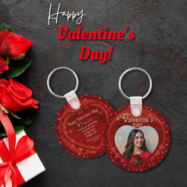 Chaveiro de Fotos ornamentais Vermelha namorados (Valentine Red ornamental Photo Keychain)