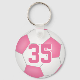 chaveiro de futebol branco-rosa-giro personalizado