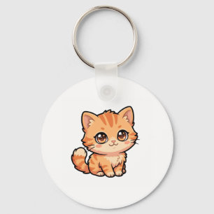 Chaveiro de Gatinho Malhado Laranja Fofo
