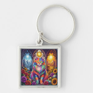 chaveiro de gato arco-íris