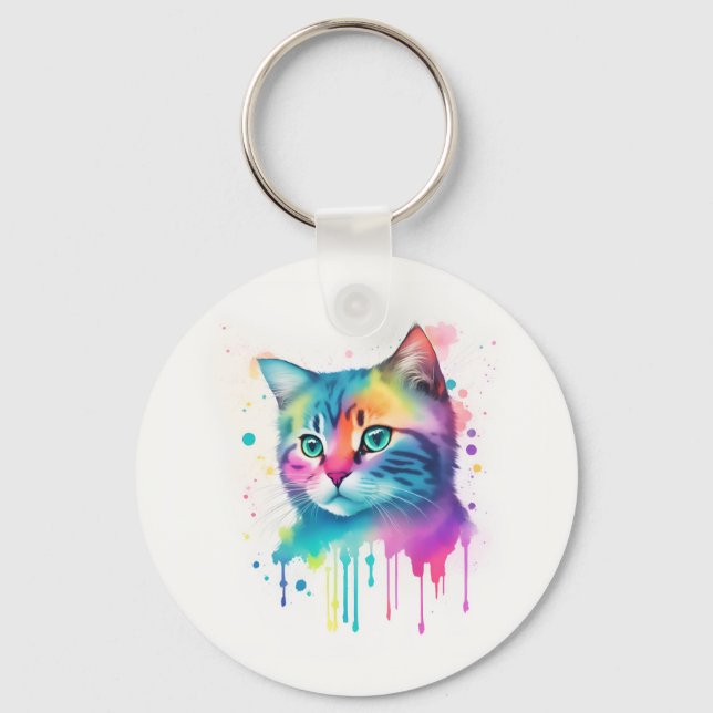 Chaveiro de gato colorido (Frente)
