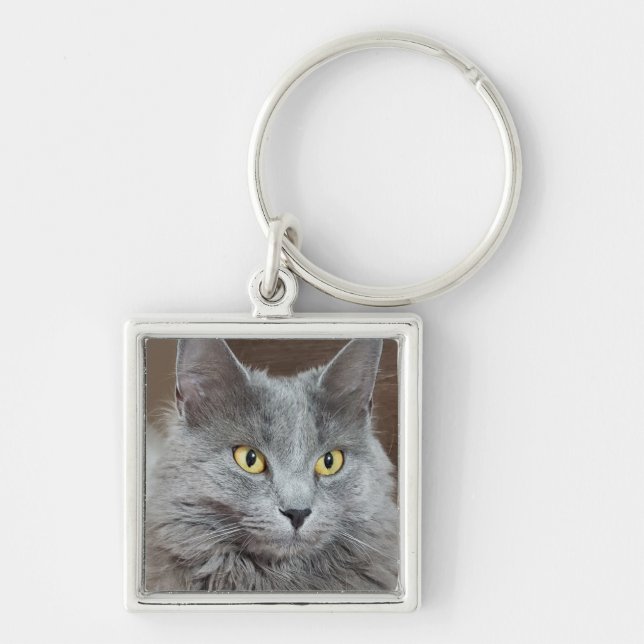 Chaveiro de Gato de Nebelung Azul Russo (Frente)