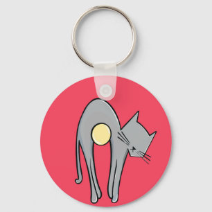 Chaveiro de Gato Engraçado - Gatinho de Cinza Míni
