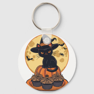 Chaveiro de Gato Preto Assustador de Halloween – F
