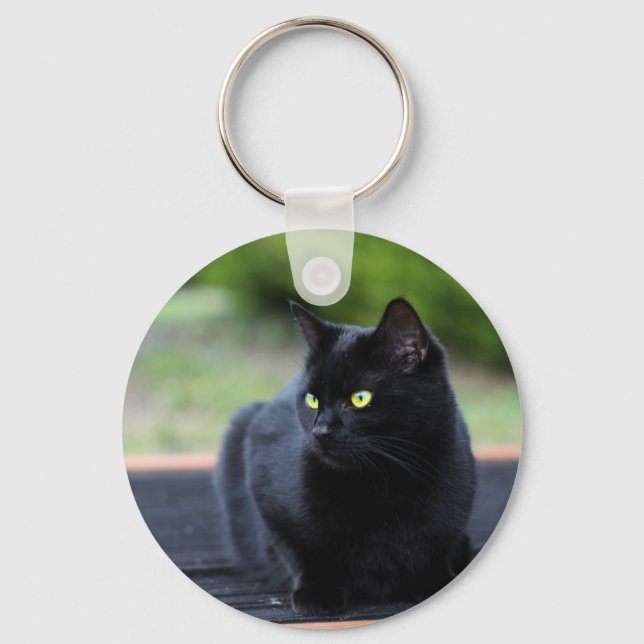 Chaveiro de Gato Preto, Chaveiro de Botão Básico (Frente)