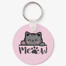 Chaveiro de Gato Rosa Fofo para Amantes de Gatos