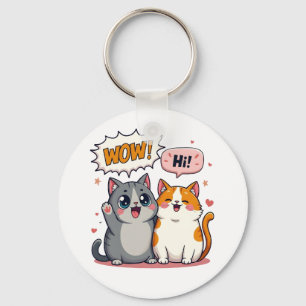 Chaveiro de Gatos Kawaii Fofos em Quadrinhos Dizen