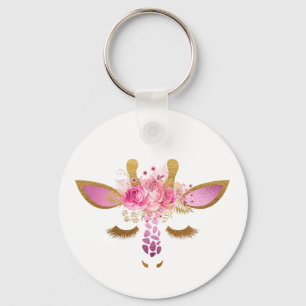 Chaveiro de Girafa rosa e Dourada