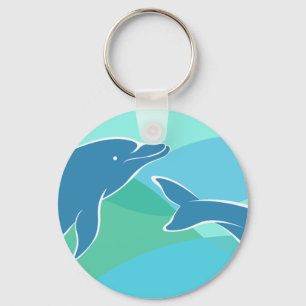Chaveiro de golfinho azul e verde