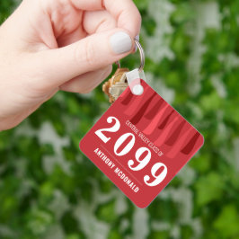 Chaveiro de Graduação de Foto em Linha Vermelha de