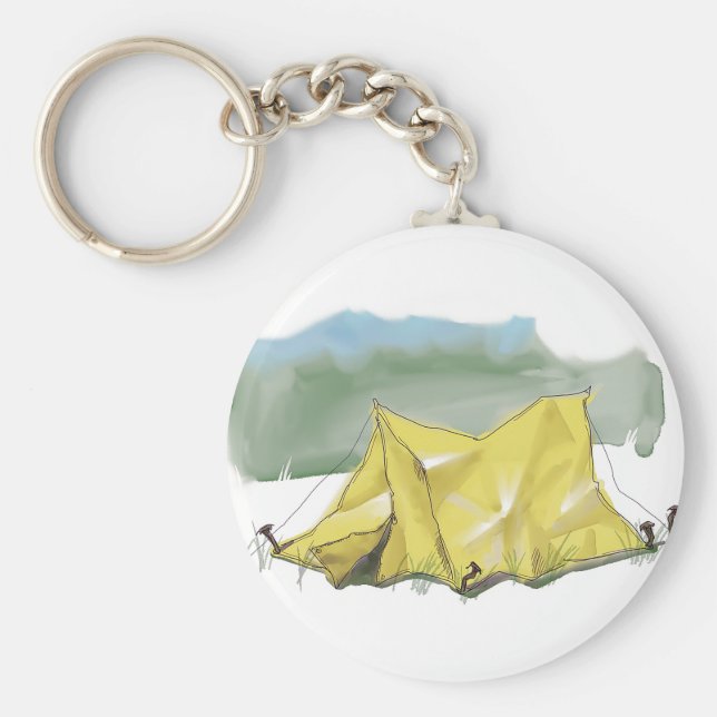 Chaveiro de Ilustração de Tent Whimsical (Frente)