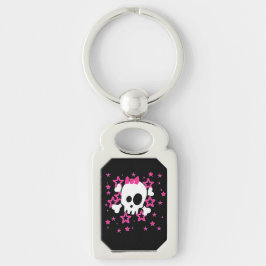 Chaveiro de Ilustração do Crânio Branco Girly Blac