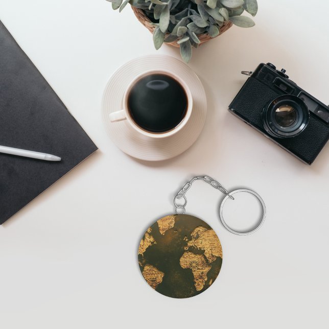 Chaveiro de ilustração do mapa mundial (World map illustration keychain
)