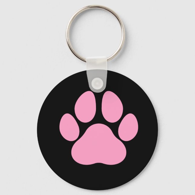 Chaveiro de Impressão da Pata de Cachorro Rosa (Frente)