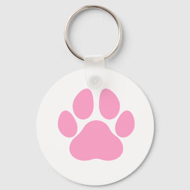Chaveiro de Impressão da Pata de Cachorro Rosa (Frente)
