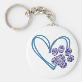 Chaveiro de impressão de coração e pata